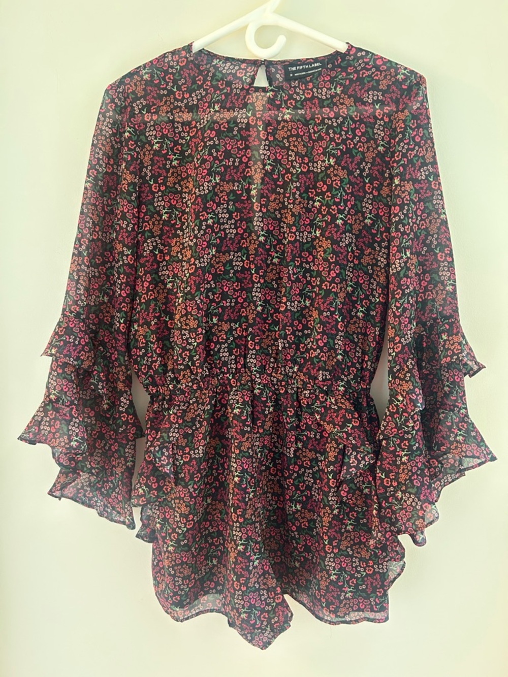 Floral Ruffle-Sleeve Women's Romper